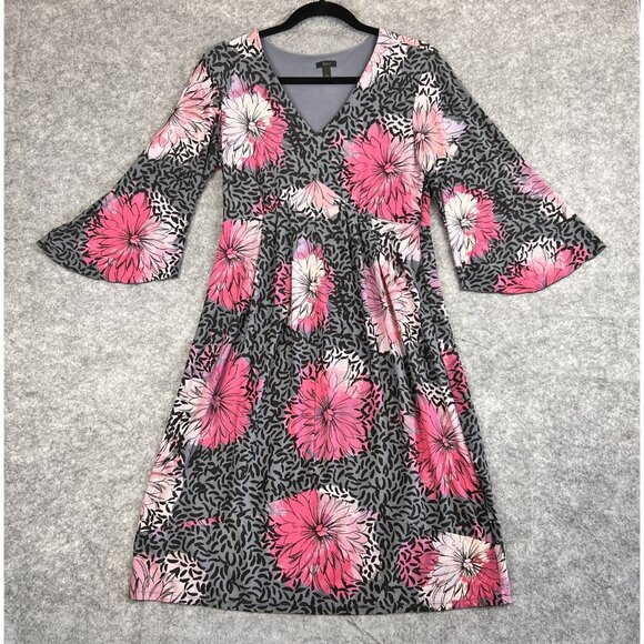 Soma Intimates Dress Women S Baby Doll Pink Black Floral 3/4 Bell Sleeve Stretch - Picture 5 of 12